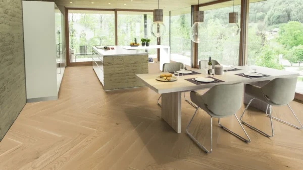 Weitzer Parkett Diele 1000 Eiche Pure lebhaft bunt Fischgrät 90° ProActive+ (lackiert) – Bild 5