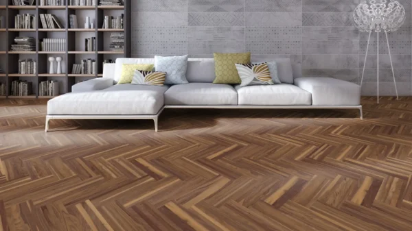 Weitzer Parkett Strip 360 Nussbaum Natur lebhaft bunt Fischgrät 90° ProVital finish (geölt) – Bild 2