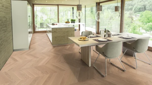 Weitzer Parkett Stab 500 Eiche Kaschmir ruhig Französisch Fischgrät 60° ProActive+ (lackiert) – Bild 4