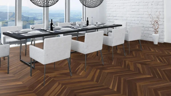 Weitzer Parkett Stab 500 Nussbaum Natur lebhaft bunt Französisch Fischgrät 60° ProActive+ (lackiert) – Bild 5