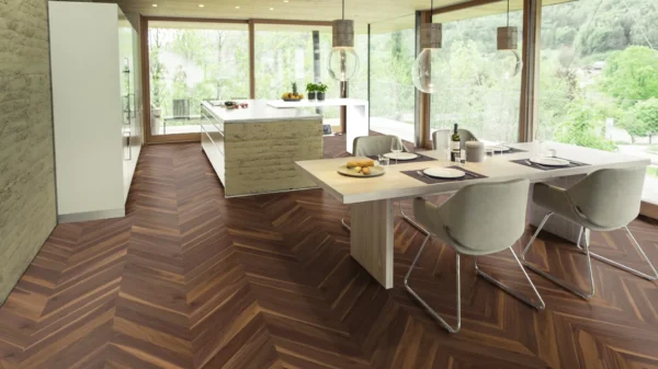 Weitzer Parkett Stab 500 Nussbaum Natur lebhaft bunt Französisch Fischgrät 45° ProVital finish (geölt) – Bild 4