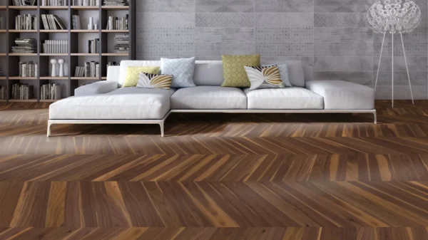 Weitzer Parkett Stab 500 Nussbaum Natur lebhaft bunt Französisch Fischgrät 60° ProVital finish (geölt) – Bild 2