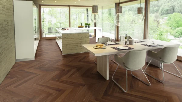 Weitzer Parkett Stab 500 Nussbaum Natur lebhaft bunt Fischgrät 90° ProVital finish (geölt) – Bild 4