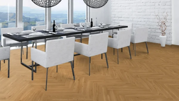 Weitzer Parkett Stab 500 Eiche Natur lebhaft Fischgrät 90° ProActive+ (lackiert) – Bild 5