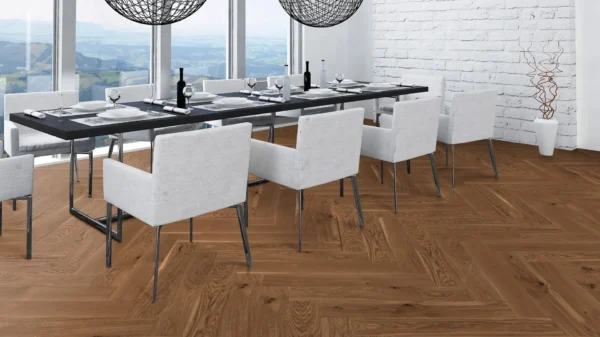 Weitzer Parkett Stab 750 Eiche Amber lebhaft bunt Fischgrät 90° ProVital finish (geölt) – Bild 6