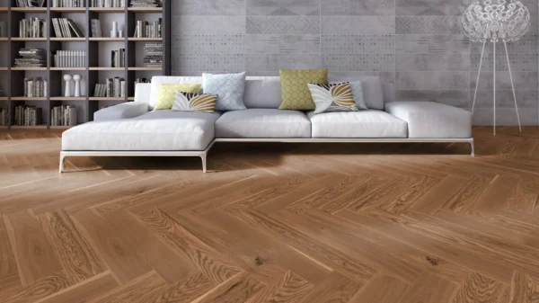 Weitzer Parkett Stab 750 Eiche Amber lebhaft bunt Fischgrät 90° ProVital finish (geölt) – Bild 3