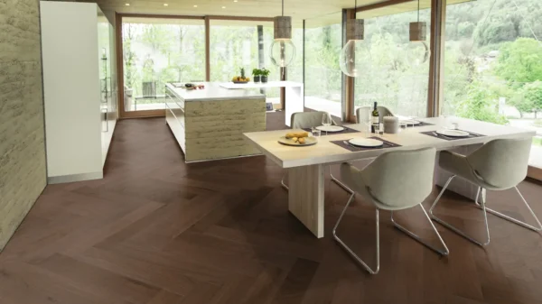 Weitzer Parkett Stab 750 Eiche Havanna lebhaft bunt Fischgrät 90° ProActive+ (lackiert) – Bild 5