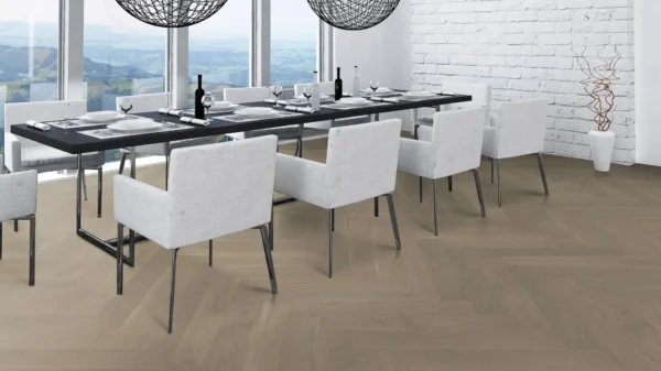 Weitzer Parkett Stab 750 Eiche Auster lebhaft bunt Fischgrät 90° ProActive+ (lackiert) – Bild 5