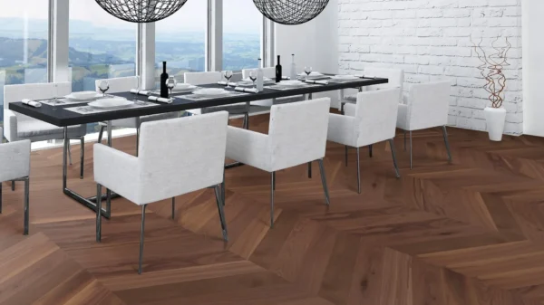 Weitzer Parkett Stab 750 Nussbaum Natur lebhaft bunt Französisch Fischgrät 60° ProVital finish (geölt) – Bild 5