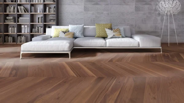 Weitzer Parkett Stab 750 Nussbaum Natur lebhaft bunt Französisch Fischgrät 60° ProVital finish (geölt) – Bild 2