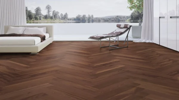Weitzer Parkett Stab 750 Nussbaum Natur lebhaft bunt Fischgrät 90° ProActive+ (lackiert) – Bild 3