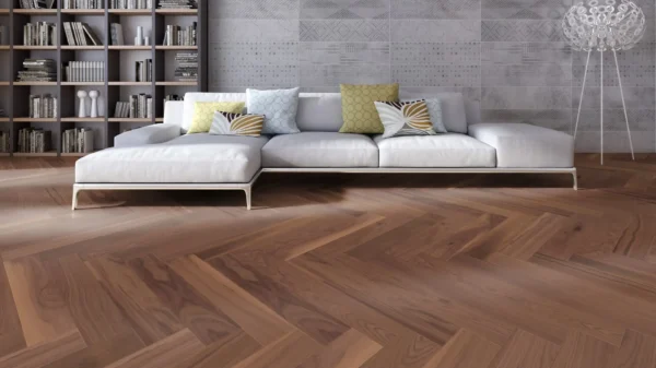 Weitzer Parkett Stab 750 Nussbaum Natur lebhaft bunt Fischgrät 90° ProActive+ (lackiert) – Bild 2