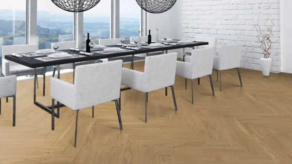 Weitzer Parkett Stab 750 Eiche Pure lebhaft Fischgrät 90° ProActive+ (lackiert) – Bild 5