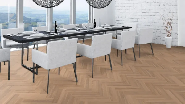 Weitzer Parkett Strip 360 Eiche Kaschmir ruhig Fischgrät 90° ProActive+ (lackiert) – Bild 6