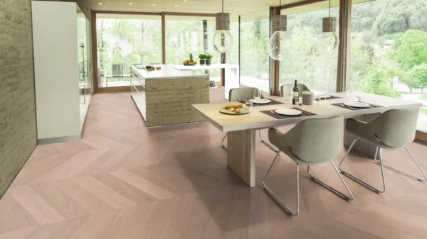 Weitzer Parkett Stab 750 Eiche Kaschmir lebhaft Französisch Fischgrät 60° ProActive+ (lackiert) – Bild 4